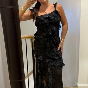 ASTR the label black Andrea ruffle dress NEW